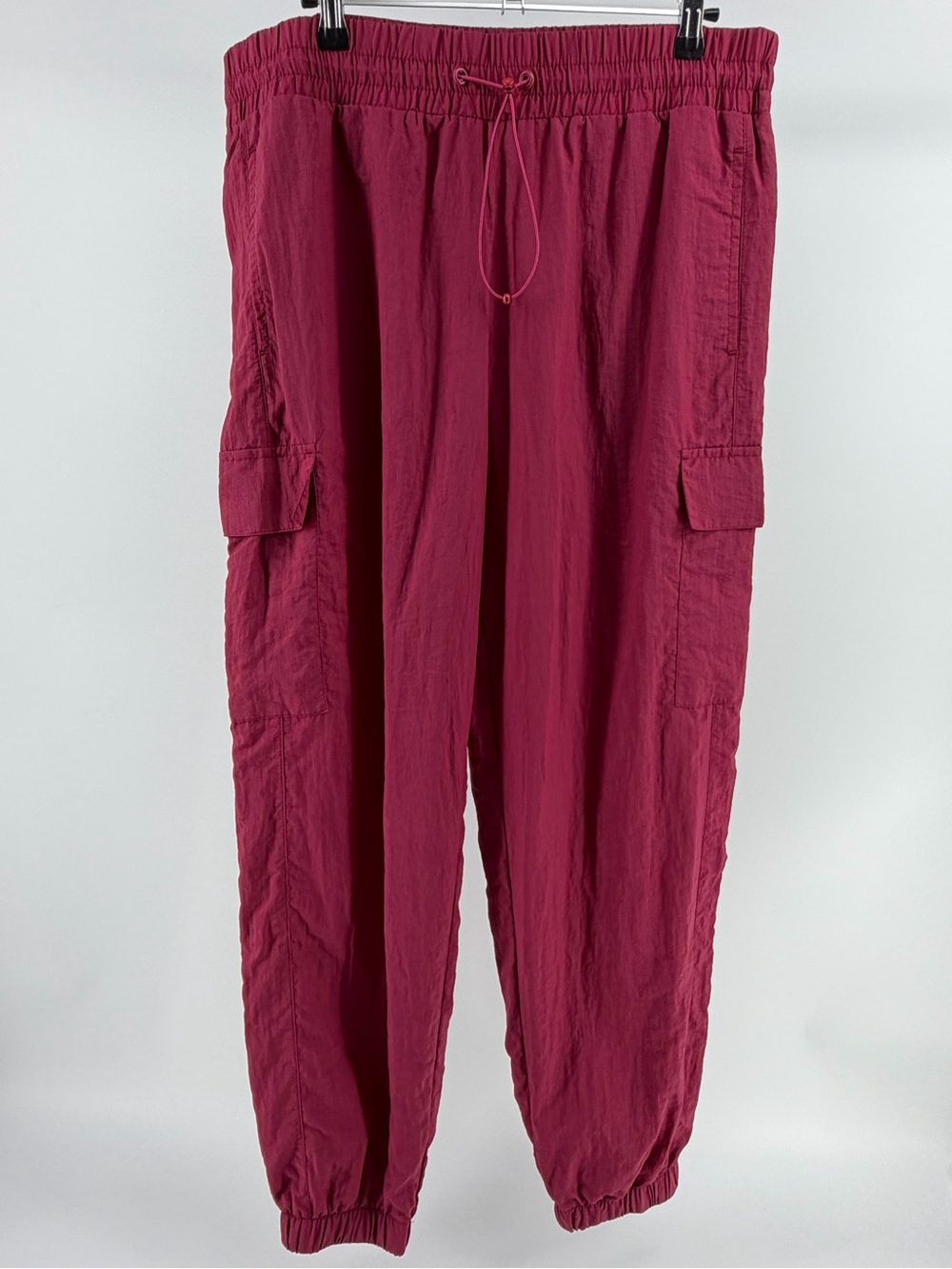 IML Isaac Morris Parachute Cargo Jogger Nylon Pants in Berry Red/Pink, Size XL